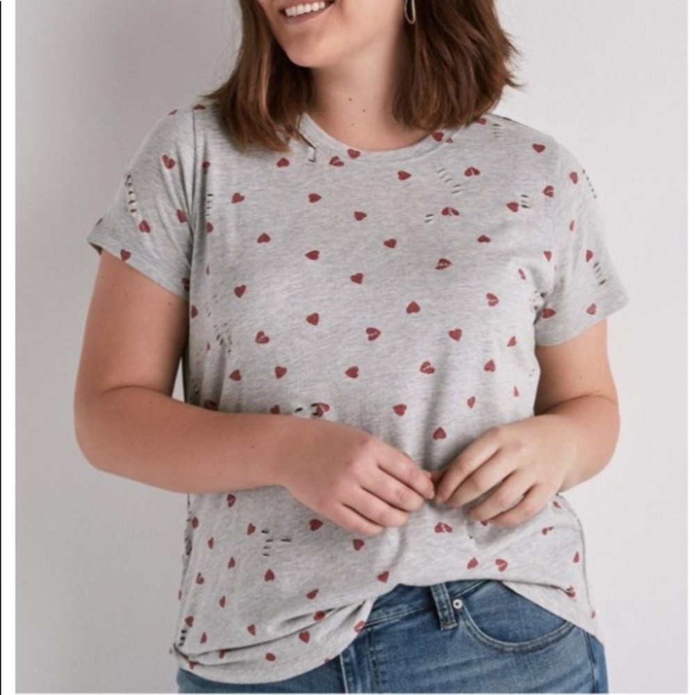 New Lucky Brand All Over Hearts T-shirt